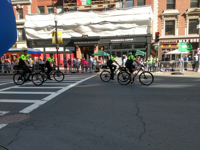 Boston Police officers biking