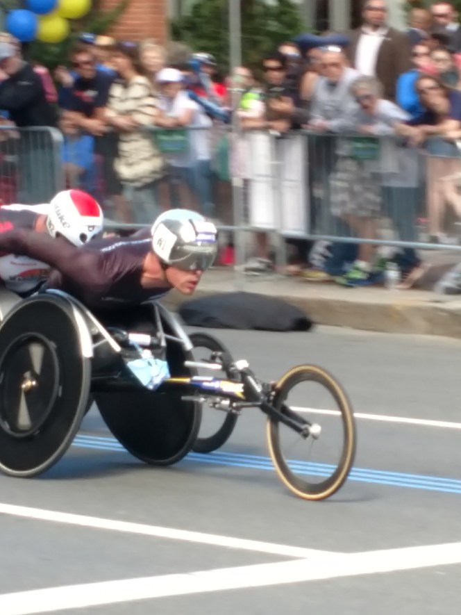 Men's wheelchair racers on Boylston Street 